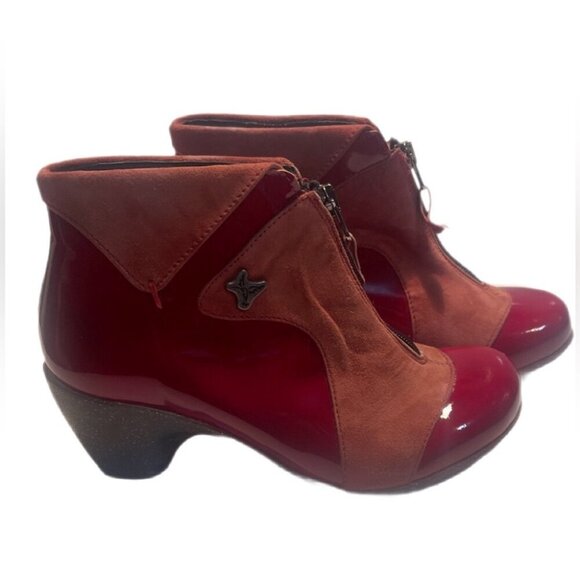 NWT Portofino red leather round toe All day comfort Trend orthodic ankle boot 36 - Picture 3 of 4